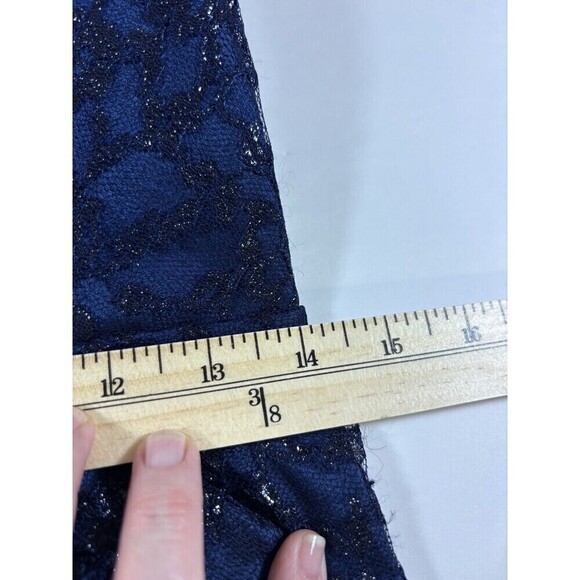 David Meister Strapless Cocktail Dress Blue Black Lace Metallic 6 Boning - Picture 5 of 10